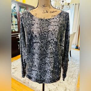 I.N.C. International Concepts Metallic Crew Neck Animal Print Top in XL